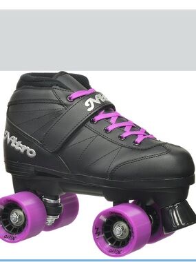 Nitro Black Roller Skates with Purple Wheels and Laces Sz 7